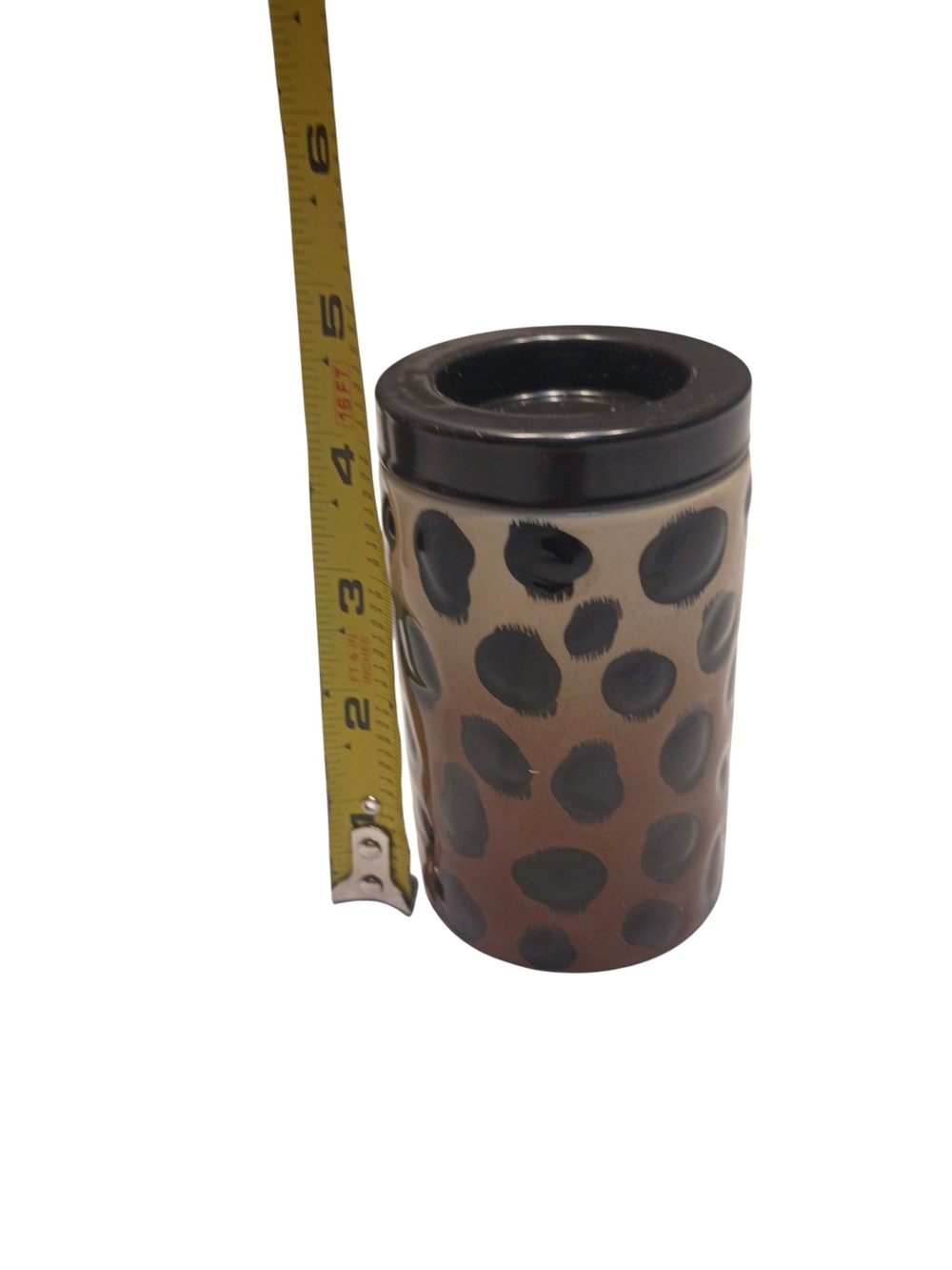 #6026 Retired Gold Canyon Leopard Glass Pillar Candle Holders - Picture 5 of 11